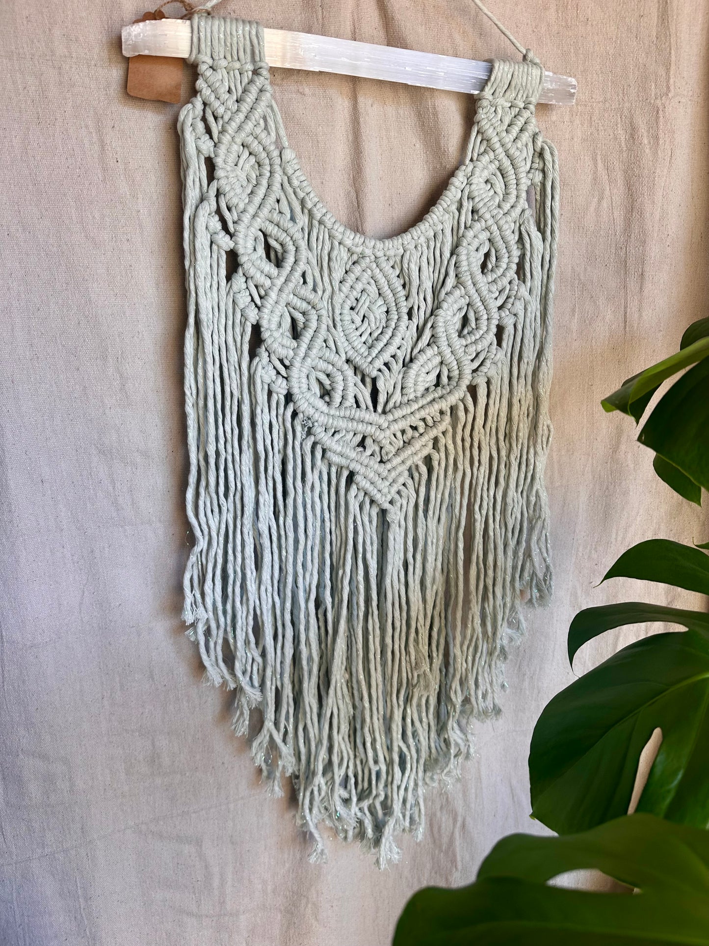 Selenite Wand Macrame Wall Hanging