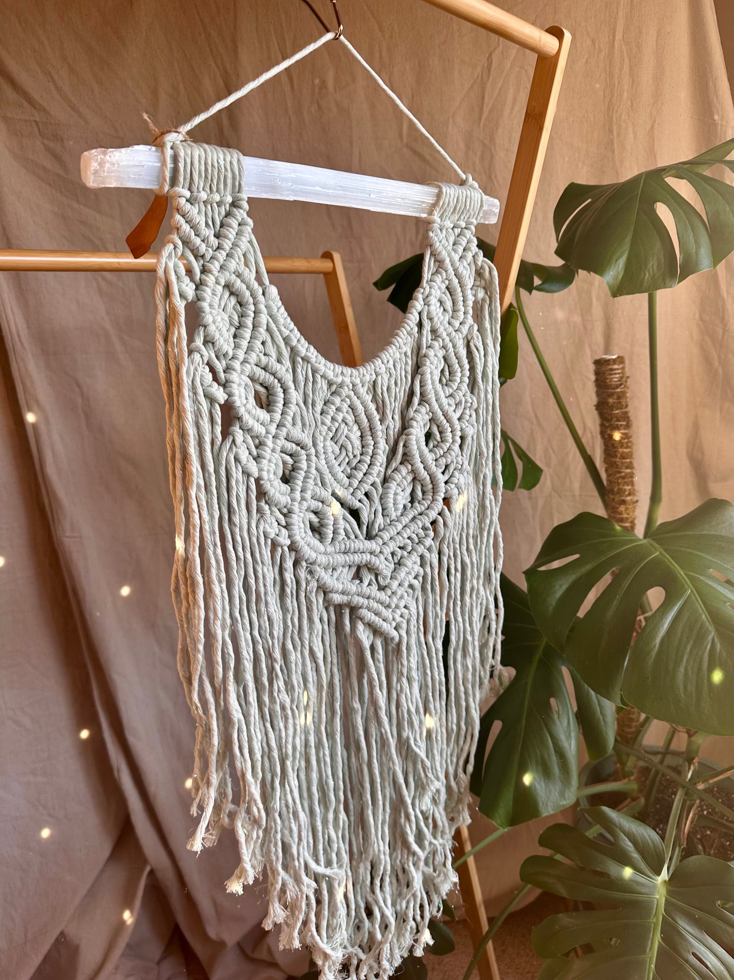 Selenite Wand Macrame Wall Hanging