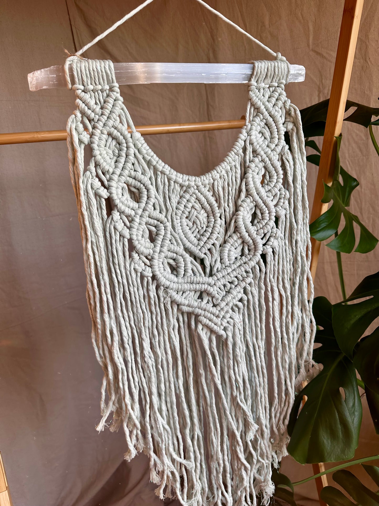 Selenite Wand Macrame Wall Hanging