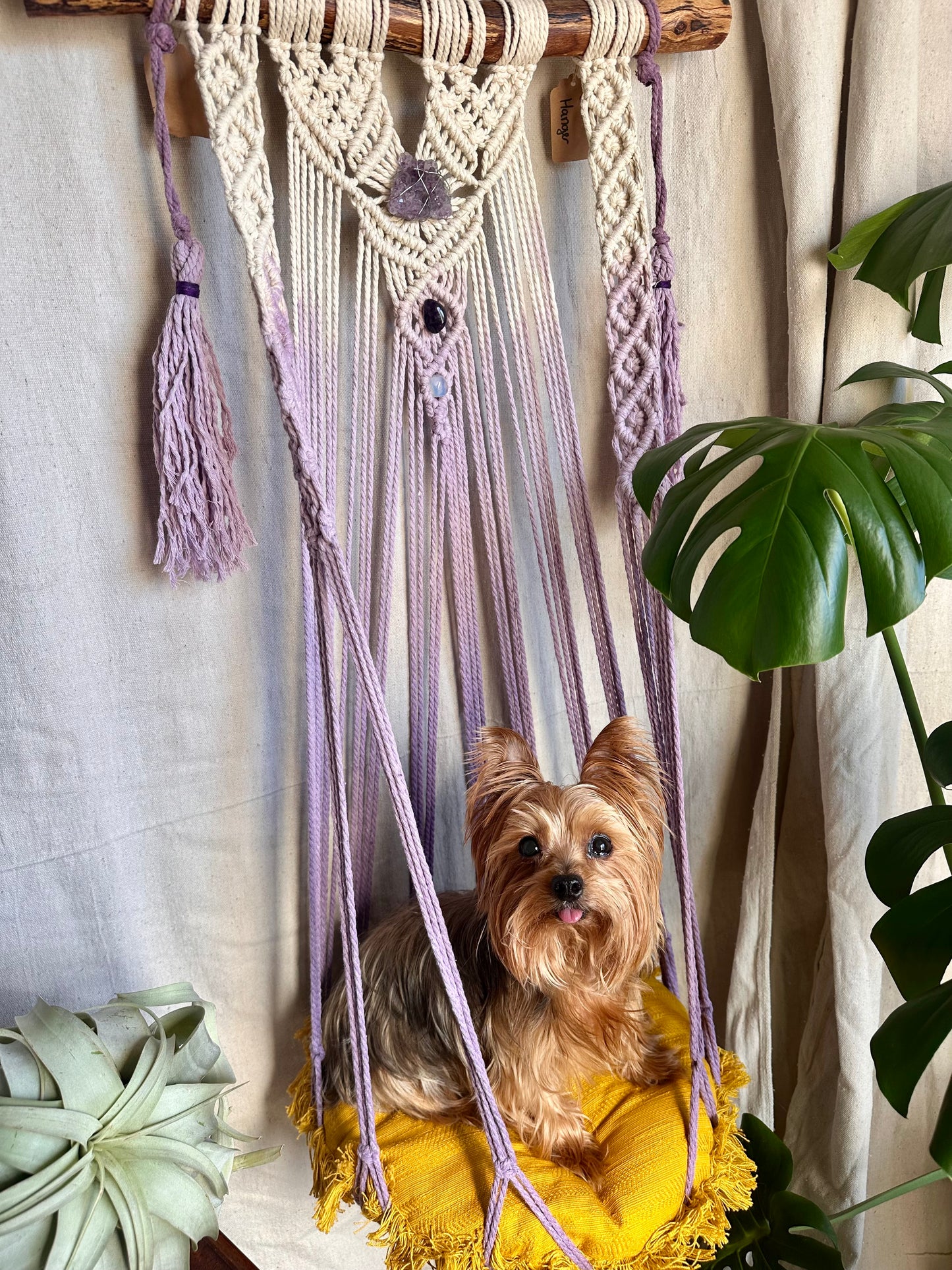 Hamac personnalisé pour chat en macramé
