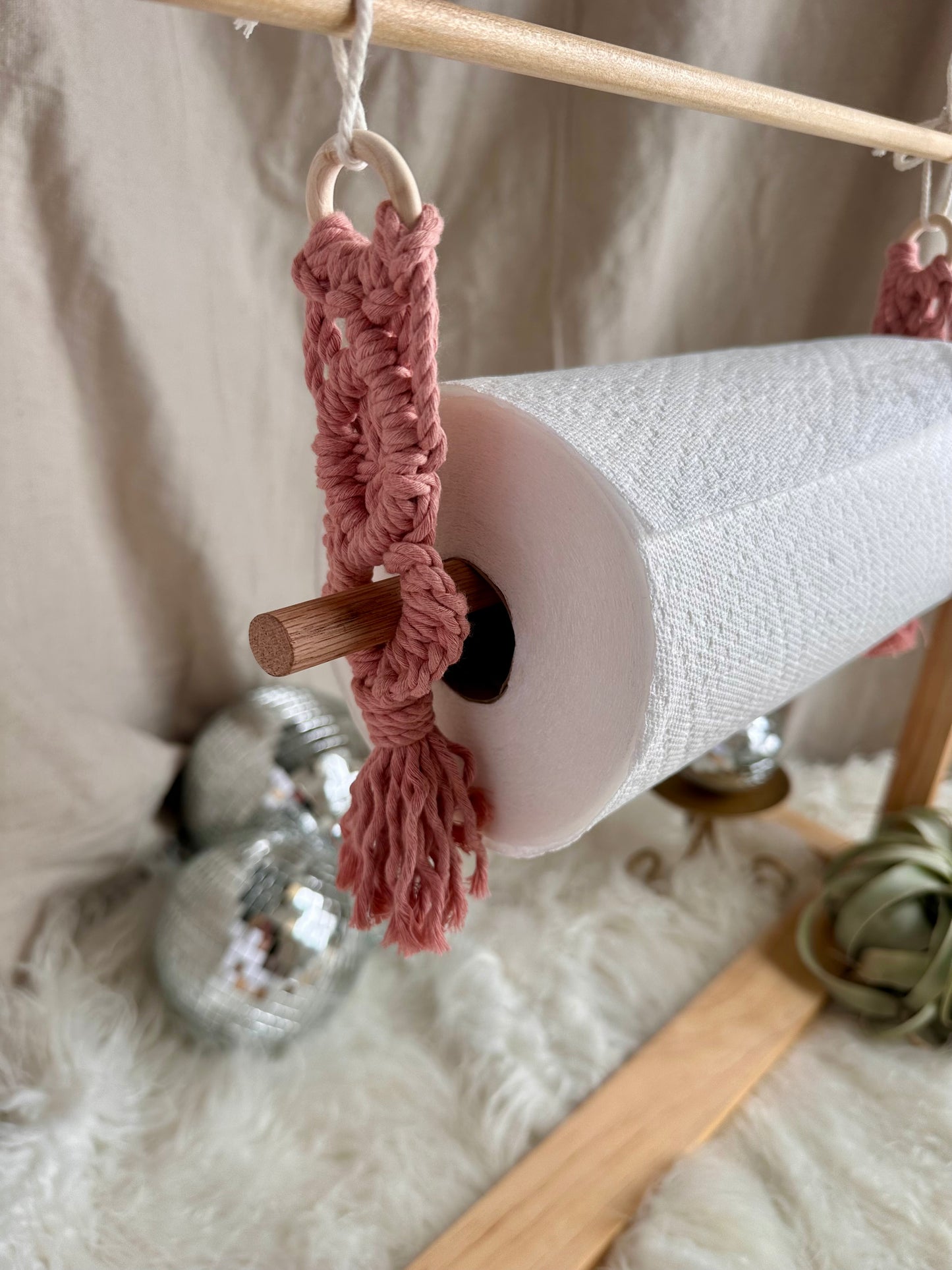 Porte-serviettes en papier macramé