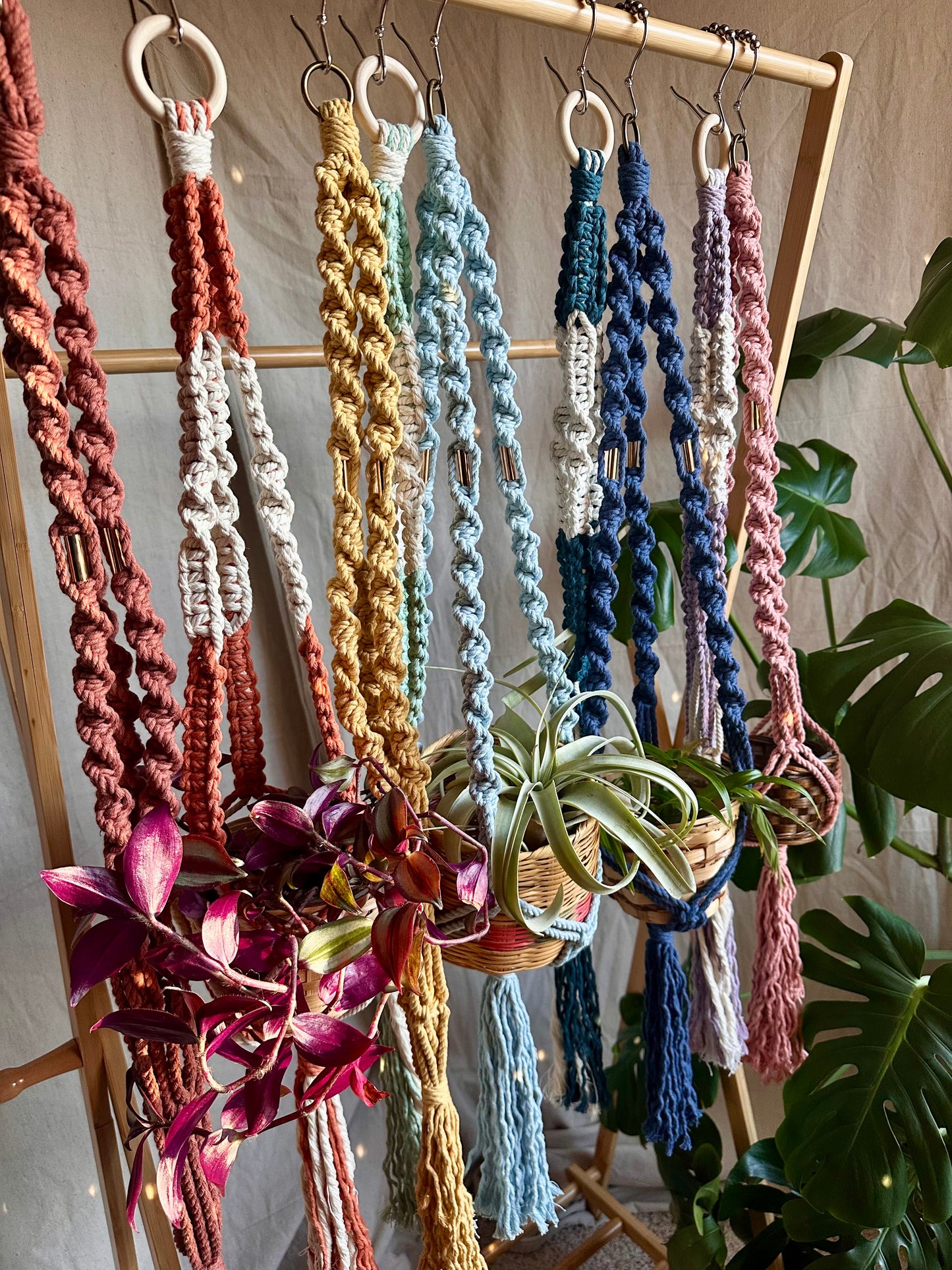 Perchas para plantas de macramé