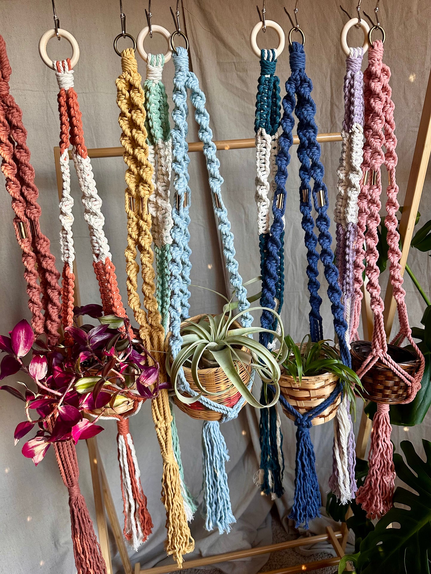 Perchas para plantas de macramé